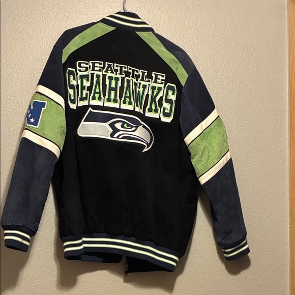 NFL Seattle Seahawks Black and Green Bomber Jacket - Picture 4 of 7